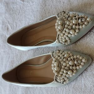 Beautiful pearl encrusted blue shoes size 8.5